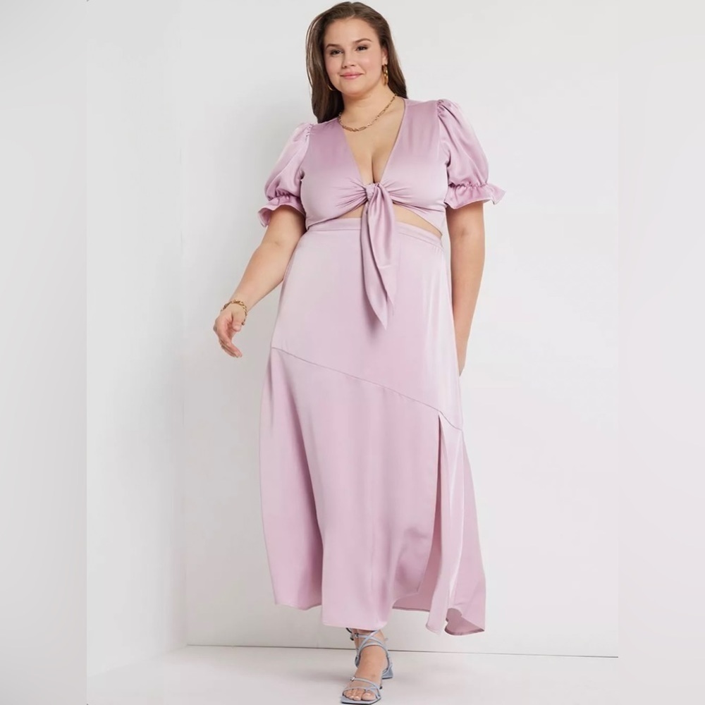 𝅺ELOQUII Satin Crop Top & Skirt Set